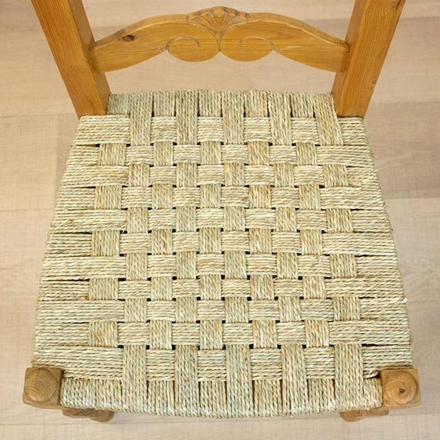 Rustic Chair with Woven Seat, Spain, 1950s For Sale - Image 11 of 12