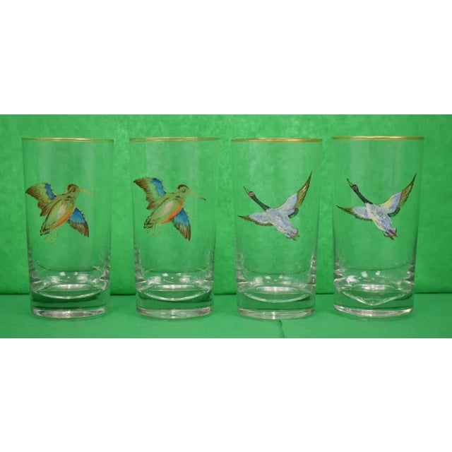 Set of 4 Hand-Painted Gamebird Highball Glasses For Sale - Image 4 of 4