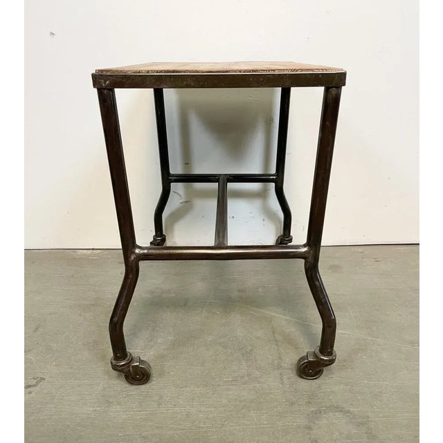Industrial Side Table on Wheels, 1960s For Sale - Image 9 of 11