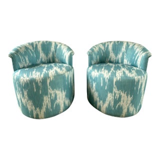 Thibaut Ashby Swivel Chairs- a Pair For Sale