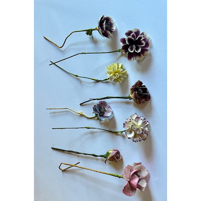 Antique Early 20th Century French Tromp l'Oeil Bouquet of Faux Porcelain Flowers For Sale - Image 10 of 14