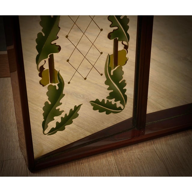 1940s Walnut Wood and Mirrored Glass Wall Mirror by Luigi Brusotti, 1940s For Sale - Image 5 of 17