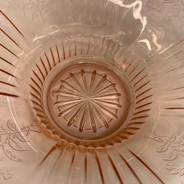 Glass C. 1930s Antique Anchor Hocking Pink Depression Glass Deep Scalloped Fruit or Serving Bowl in the Mayfair (Open Rose) Pattern For Sale - Image 7 of 8