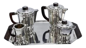 Art Deco Silver Plated Coffee Set, 1930s, Set of 5