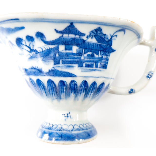 18th Century Chinese Export Blue and White Canton Helmet Creamer For Sale - Image 10 of 10