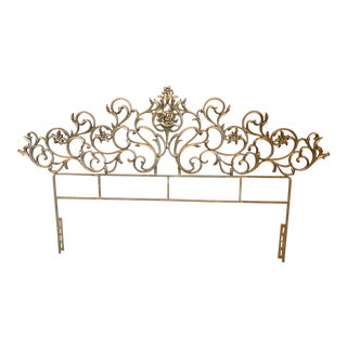 1950s Hollywood Regency Rococo Metal Headboard For Sale