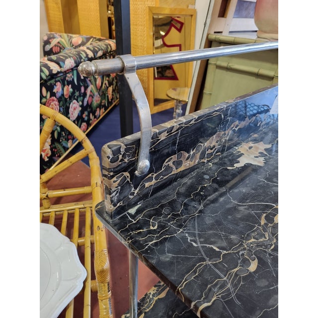 Vintage Black Marble Bar Cart For Sale - Image 4 of 5