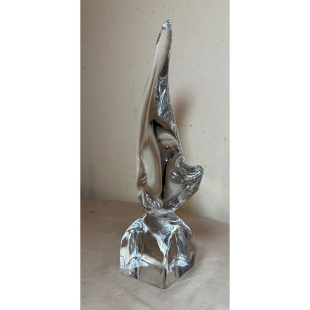 Daum Large Vintage Handmade Blown Daum Crystal Glass Angel Fish Sculpture Statue 14in For Sale - Image 4 of 12