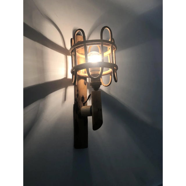 Bamboo rattan lantern wall light. 50s 60s Very beautiful wall lamp in the shape of a lantern, rattan and bamboo, made by...