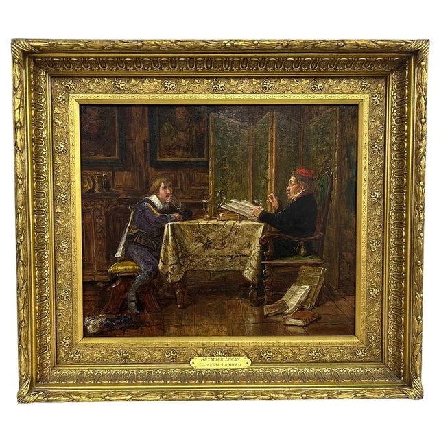 Late 19th Century Late 19th Century A Problem" Oil Painting 2 Lawyers For Sale - Image 5 of 6