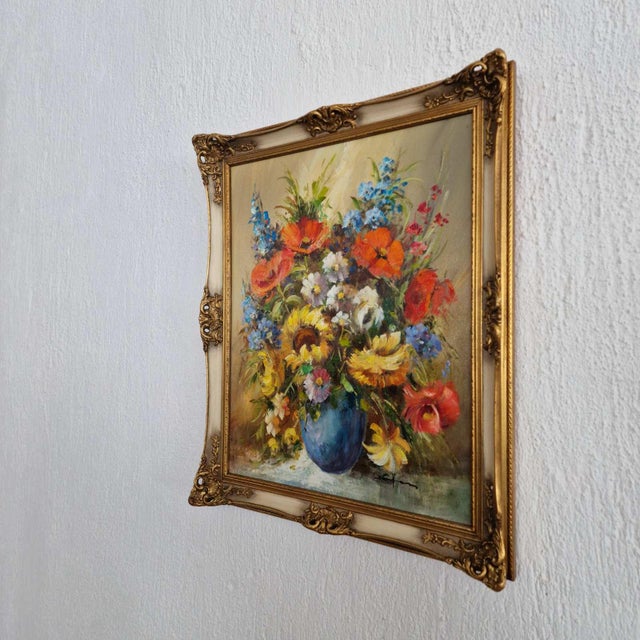 Still Life with Flowers, 1980s, Oil on Canvas, Framed For Sale - Image 7 of 10