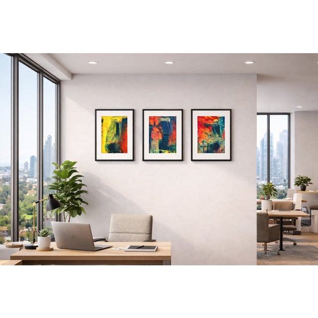 2020s Triptych Jazz Abstract Expressionism Acrylic Painting by Shabs Beigh - Set of 3 For Sale - Image 5 of 8