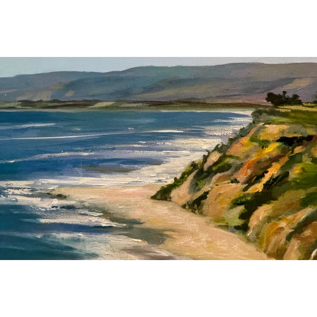 Large ocean seascape of a beautiful Santa Barbara beach titled ‘Above Hendrey's Beach’ Hendry's is secluded by towering...