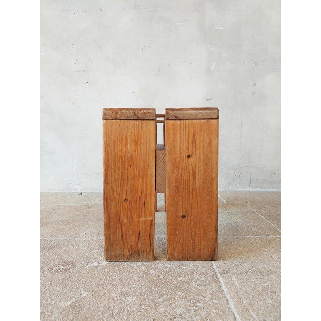 Pine Stool attributed to Charlotte Perriand for Les Arcs, 1960s For Sale - Image 10 of 17