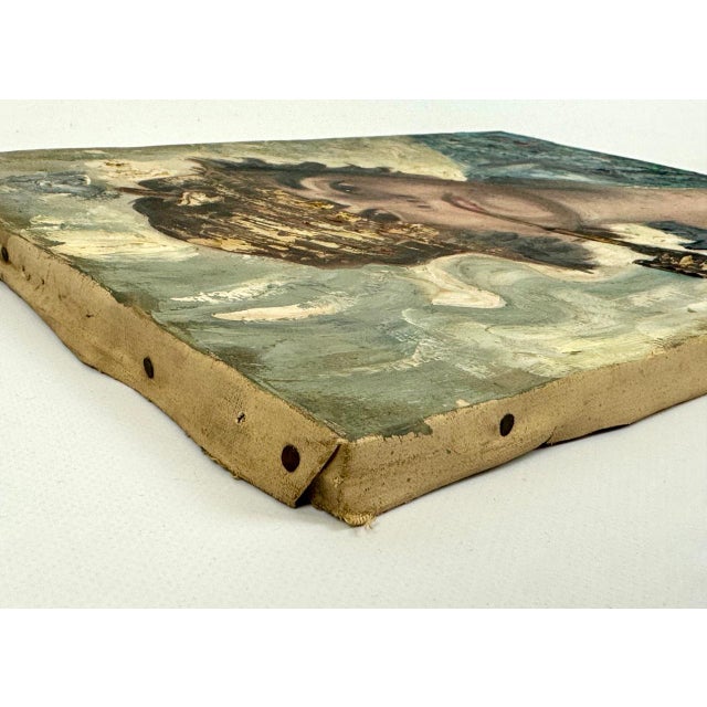 R. Landi, Boy with Pipe and Straw Hat, Oil on Canvas, 1960s, Framed For Sale - Image 6 of 15