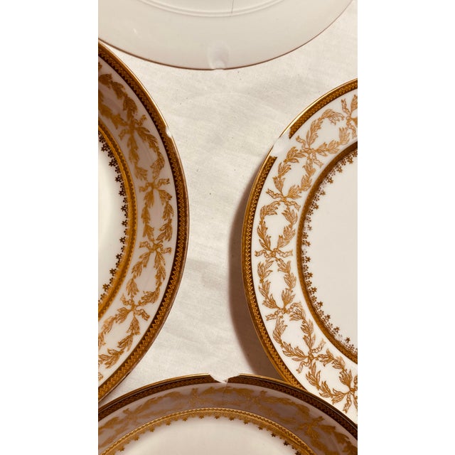 Rare Vintage Large Set of Limoges C. H. Field Havilland Porcelain Dinnerware Set Blanc De Chine With Gold Gilt Triple Borders For Sale - Image 12 of 12