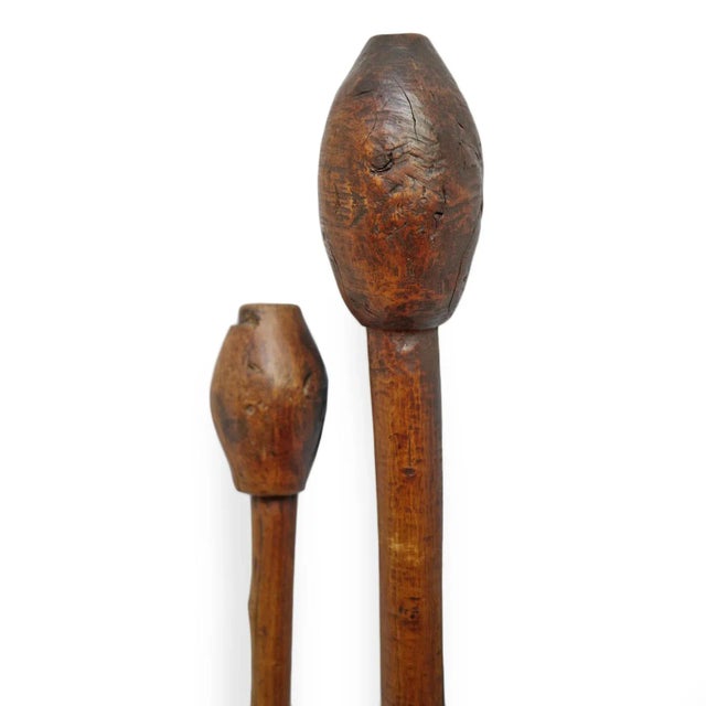 Tribal Antique Pair of Ethiopian Tribal Wood Clubs For Sale - Image 3 of 8
