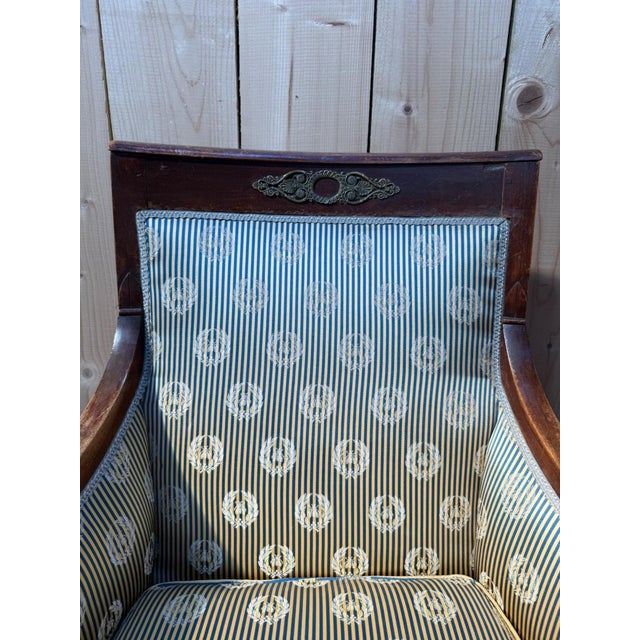 Traditional Empire Armchair in Silk and Walnut For Sale - Image 3 of 8