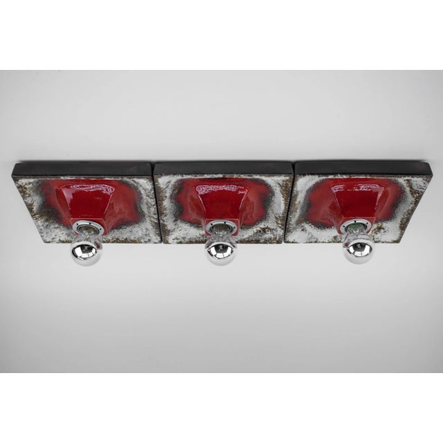 Mid-Century Modern Space Age Ceramic Wall Lamps, Germany, 1960s, Set of 3 For Sale - Image 3 of 8