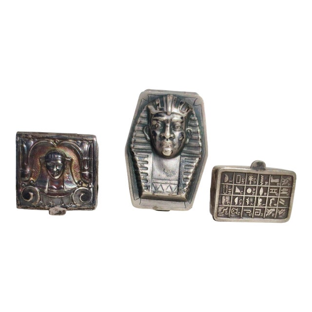 Egyptian Revival Pill Boxes Circa 1920s - A Group of 3 For Sale