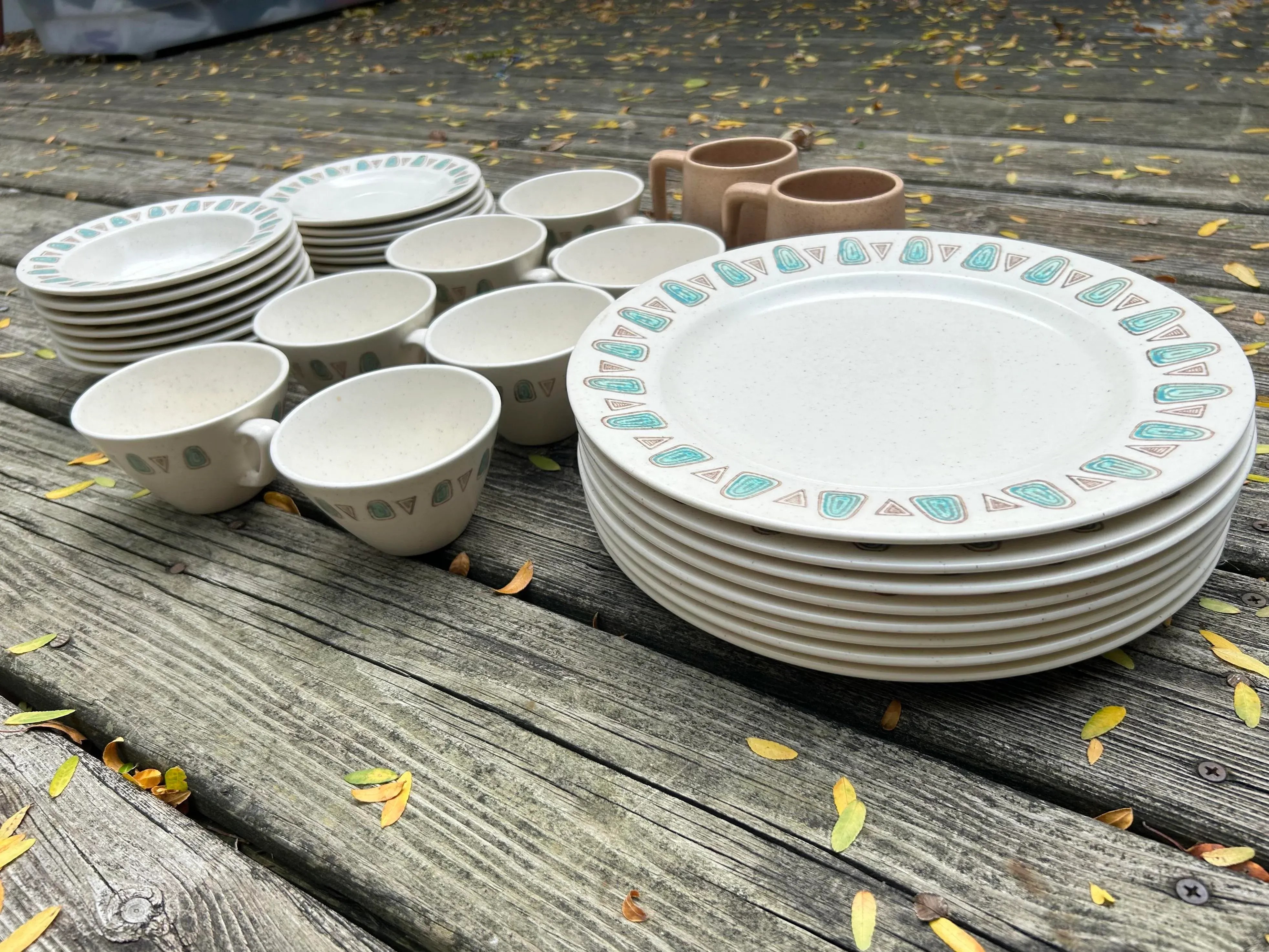 Vintage Metlox Poppytrail Navajo Ceramic Dishes- 32 Pieces | Chairish