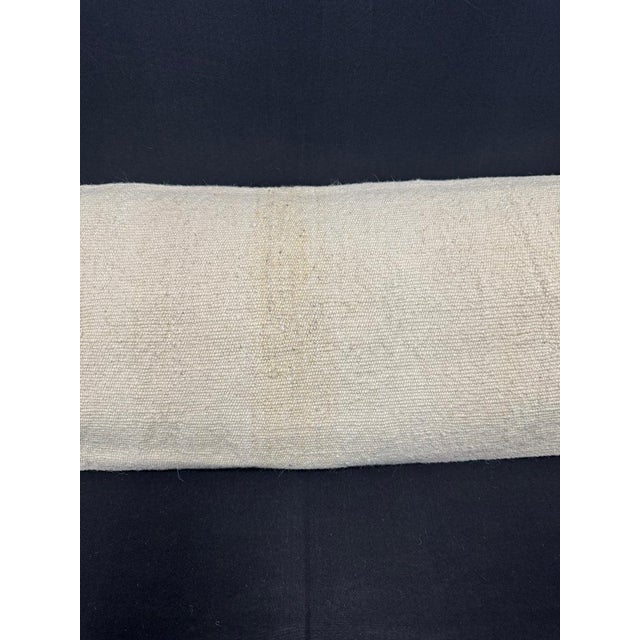 Contemporary Turkish Hemp Pillow Cushion Natural Beige Sky Blue Cushion Cover 14"x45" For Sale - Image 3 of 4