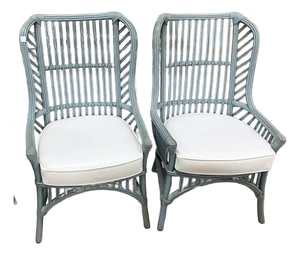1960s Ficks Reed Rattan Armchairs, a Pair