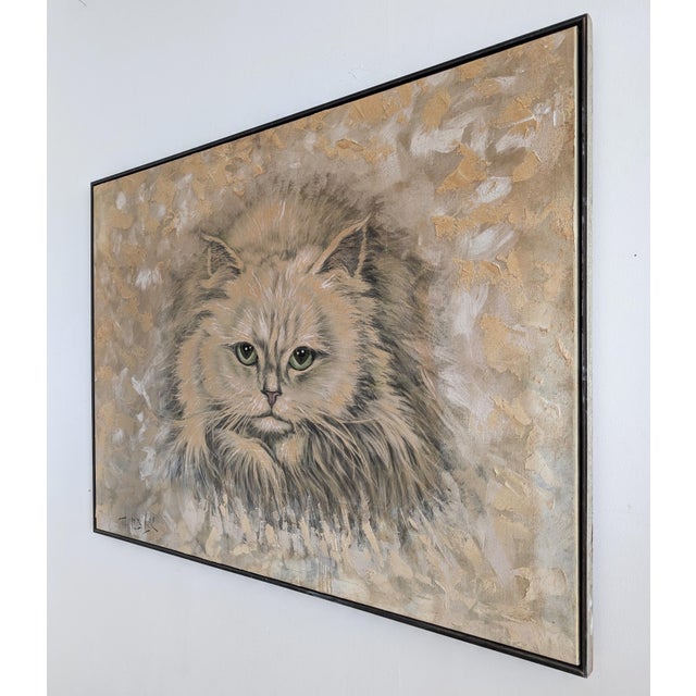 Mid-Century Modern Huge Vintage Mid-Century American Painting of Persian Cat by Thomas Lee, 1970s For Sale - Image 3 of 11