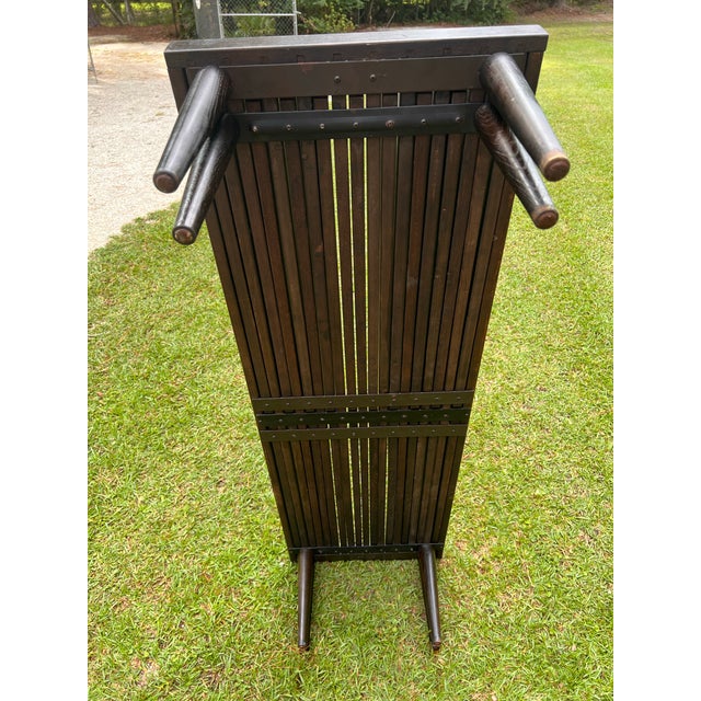 Ebony Midcentury Expandable Slatted Wood Bench Attributed to John Keal for Brown Saltman For Sale - Image 8 of 10