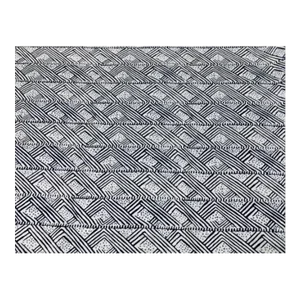 39" X 54" Belge Indigo Christopher Farr Cloth Drapery Upholstery Hand Printed Linen Navy Blue White Geometric Fabric / Dark Indigo