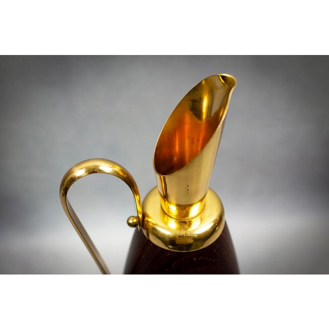 1950s Turned Wood and Gilt Brass Thermos Jug by Aldo Tura for Macabo, 1950s For Sale - Image 5 of 11