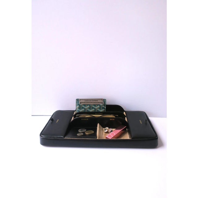 English Black Leather Desk Tray Box Organizer For Sale In New York - Image 6 of 12