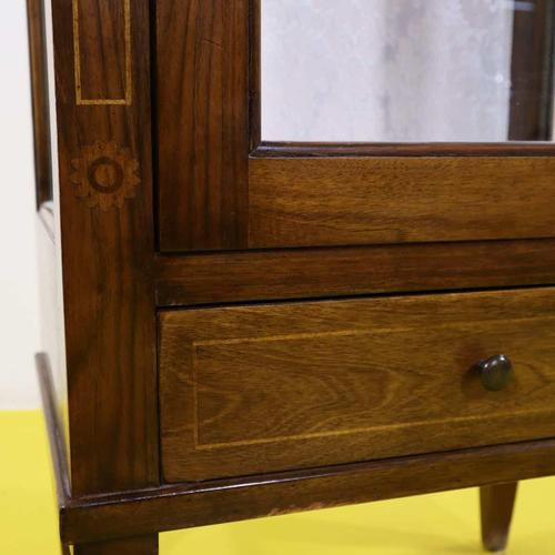 Wooden Display Cabinet with Glass Inserts and Inlays For Sale - Image 4 of 16