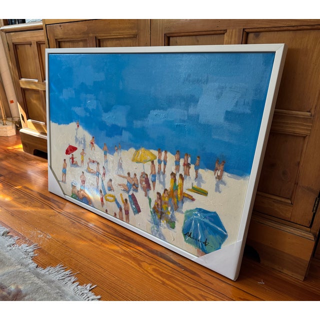 "Blue Sky, White Sand" Oil Painting on Canvas, Signed Munck For Sale - Image 4 of 5