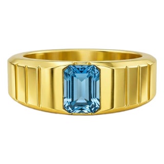 Topaz Solitaire Ring for Men Silver, Gold, Size 9.5 For Sale