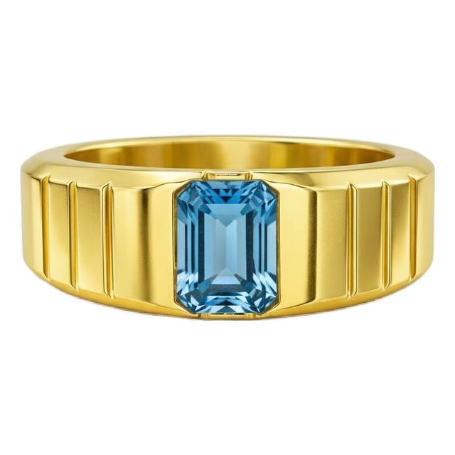 Topaz Solitaire Ring for Men Silver, Gold, Size 9.5 For Sale