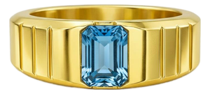 Topaz Solitaire Ring for Men Silver, Gold, Size 9.5