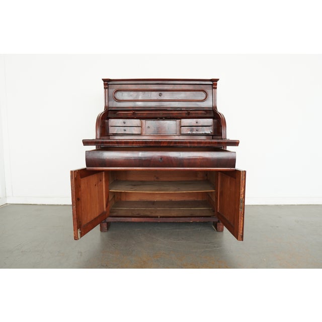 Wood Antique Victorian Cylinder Roll-Top Secretary Desk For Sale - Image 7 of 17