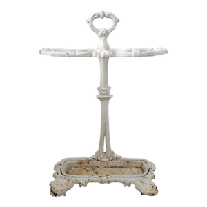 Antique Victorian Cast Iron Umbrella Stand in Original White Finish, Circa 1900