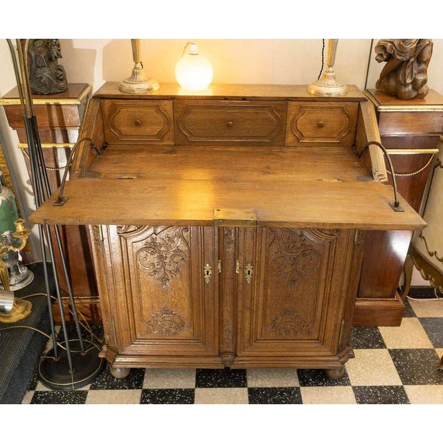 Napoleon III Sideboard with Sloping Desk in Carved Oak, 19th Century For Sale - Image 4 of 14