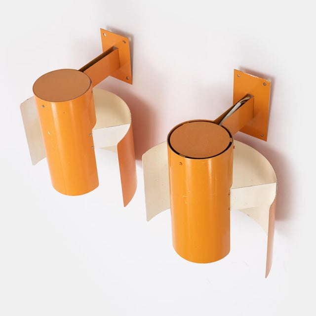 Orange Large Wall Lights attributed to Bruno Herbst, Sweden, 1970s, Set of 2 For Sale - Image 8 of 8