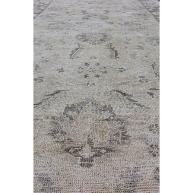 Taupe Oushak Runner With Traditional Floral/Botanical Design in Taupe, Gray and Cream 5'2"x12'4" For Sale - Image 8 of 11