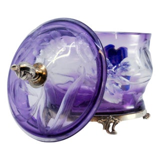 Candy Box with Silver Structure and Cut Glass For Sale