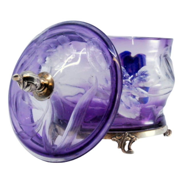 Candy Box with Silver Structure and Cut Glass For Sale