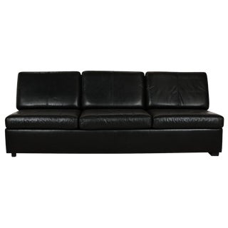 Leather Three-Seater Black Sofa from Cor For Sale