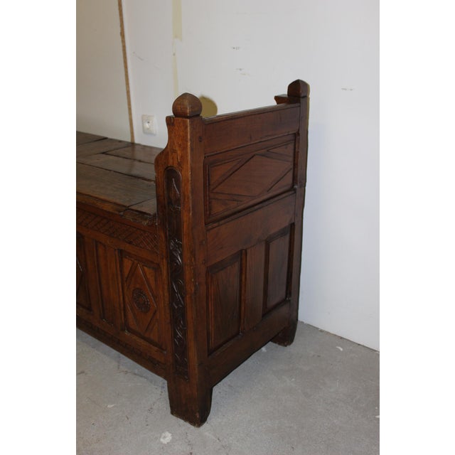 Oak Chest Bench, 18th Century For Sale - Image 12 of 15