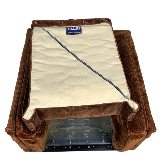 Brown Velvet Fiberglass Armchair by Luigi Pellegrin for Mim Roma, Italy, 1950s For Sale - Image 4 of 12