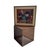 A boldly colored painting by Robert Weimerskirch, 1923 - 2015. Abstract figures in the foreground with a muted background....