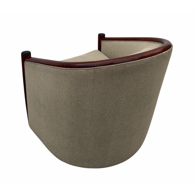 1990s 1990s Art Deco Style Swivel Club Chair Attributed to Sally Sirkin Lewis for J Robert Scott - 1 of 2 Available For Sale - Image 5 of 8