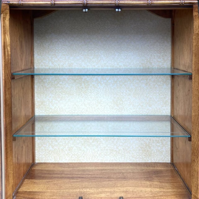 Vintage Faux Bamboo Arched Cabinet | Tall Glass Curio | Hutch For Sale In Raleigh - Image 6 of 10